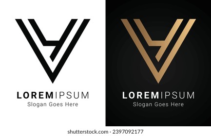 Luxury Initial VY or YV Monogram Text Letter Logo Design