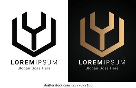 Logo-Design des ersten VY- oder YV-Monogram-Textbriefs von Luxury