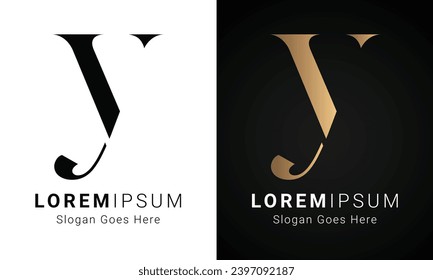 Luxury Initial VY or YV Monogram Text Letter Logo Design