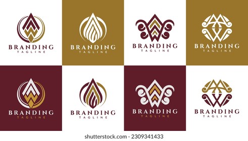 Luxury Erstausstattung A W AW AAW Logo Design. 