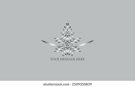 Luxury initial W logo. Vector template for restaurant, royalty boutique, cafe, hotel jewelry, fashion. Floral monogram.