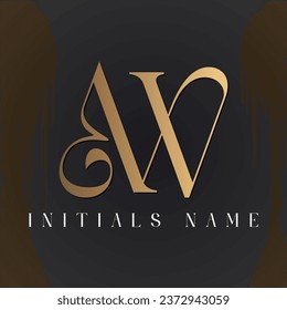 Luxury Initial WA or AW Monogram Text Letter Logo Design