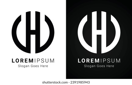 Luxury Initial WH or HW Monogram Text Letter Logo Design