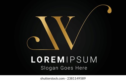 Luxury Initial WL or LW Monogram Text Letter Logo Design