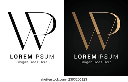 Luxury Initial WP or PW Monogram Text Letter Logo Design