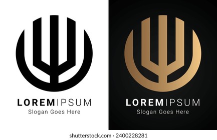 Luxury Initial WV or VW Monogram Text Letter Logo Design