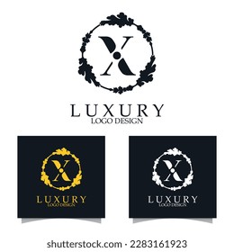 Luxury initial X Logo template for Restaurant Royalty Boutique Cafe Hotel Heraldic Jewelry etc