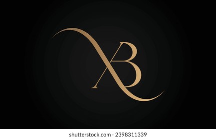 Diseño de logotipo de carta de texto XB o BX inicial de lujo