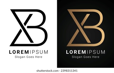 Luxury Initial XB or BX Monogram Text Letter Logo Design