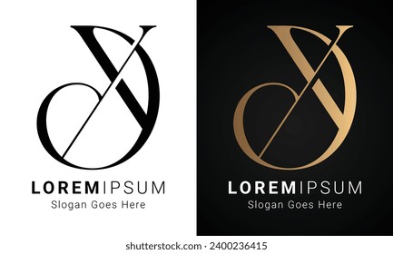 Logo-Design für den ersten XD- oder DX-Monogram-Textbrief von Luxus