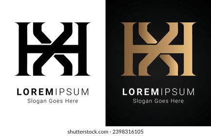 Luxury Initial XH or HX Monogram Text Letter Logo Design