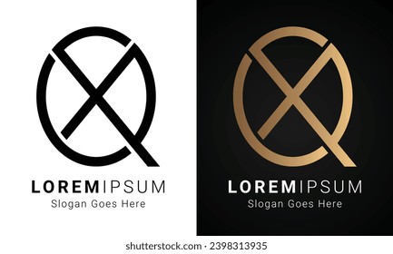 Diseño de logotipo de carta de texto XQ o QX inicial de lujo
