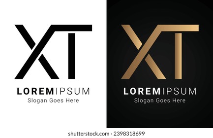 Luxury Initial XT or TX Monogram Text Letter Logo Design