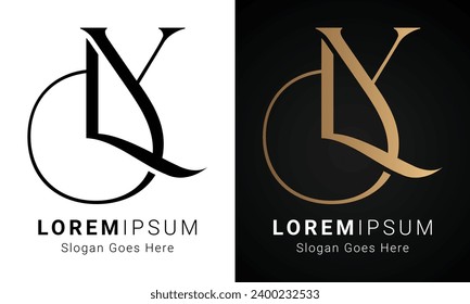 Luxury Initial YL or LY Monogram Text Letter Logo Design