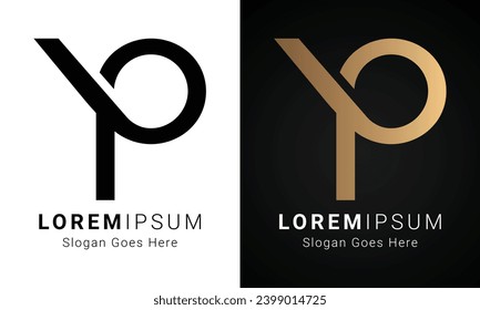 Luxury Initial YP or PY Monogram Text Letter Logo Design