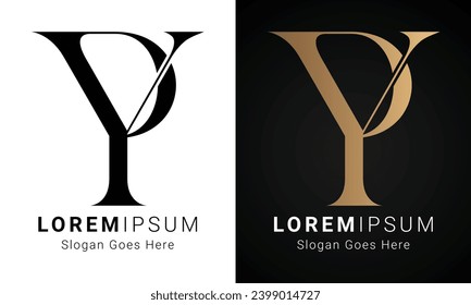 Luxury Initial YP or PY Monogram Text Letter Logo Design