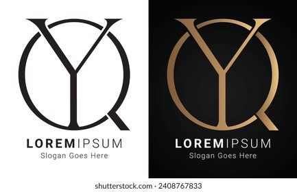 Luxury Initial YQ or QY Monogram Text Letter Logo Design