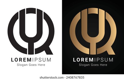 Luxury Initial YQ or QY Monogram Text Letter Logo Design
