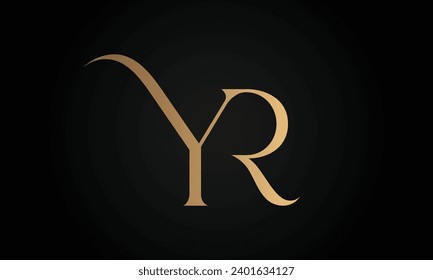 Luxury Initial YR or RY Monogram Text Letter Logo Design
