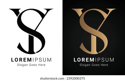 Luxury Initial YS or SY Monogram Text Letter Logo Design