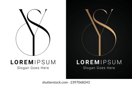 Luxury Initial YS or SY Monogram Text Letter Logo Design