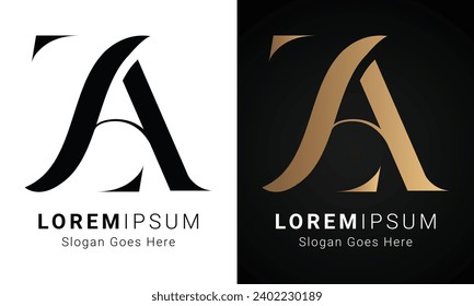 Logo-Design des ersten Luxus-ZA oder AZ-Monogram-Textbriefs