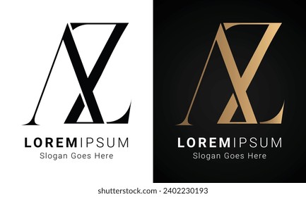 Logo-Design des ersten Luxus-ZA oder AZ-Monogram-Textbriefs