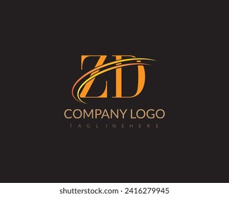 Luxury Initial ZD or DZ Monogram Text Letter Logo victor illusration.