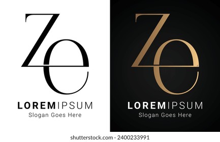 Luxury Initial ZE or EZ Monogram Text Letter Logo Design