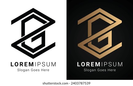 Luxury Initial ZG or GZ Monogram Text Letter Logo Design
