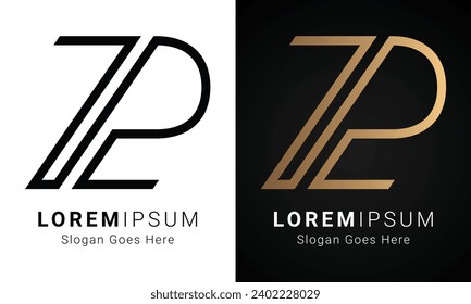 Luxury Initial ZP or PZ Monogram Text Letter Logo Design