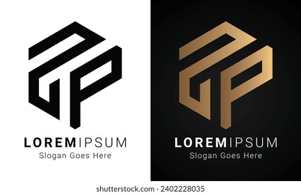 Luxury Initial ZP or PZ Monogram Text Letter Logo Design