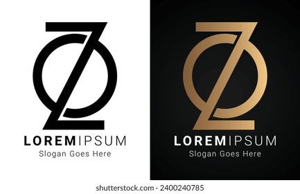 Luxury Initial ZQ or QZ Monogram Text Letter Logo Design