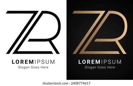 Luxury Initial ZR or RZ Monogram Text Letter Logo Design