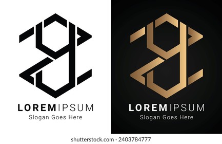 Luxury Initial ZY or YZ Monogram Text Letter Logo Design