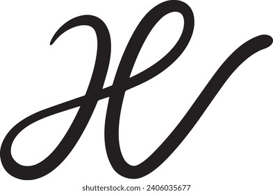 Luxury Initials Letter H Cursive logo - Handwritten Signature Logo - Custom Handlettering - Premium Typography Monogram - Vector Typeface