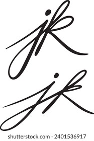 Luxury Initials Letter Jk logo - Handwritten Signature jk Logo - Custom Handlettering - Premium Typography Monogram - Vector Typeface