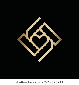 Luxury Initials RR with Love Logo Design