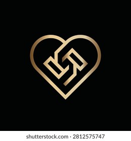 Luxury Initials RR with Love Logo Design