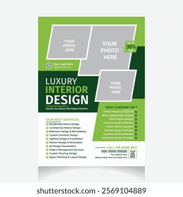 Luxury interior design flyer template layout
