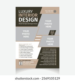 Luxury interior design flyer template layout