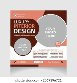  Luxury interior design social media post design template