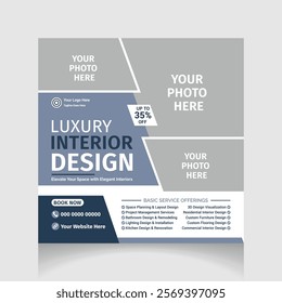  Luxury interior design social media post design template