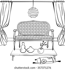 luxury Interior, simple interior sketch