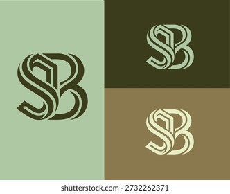 Luxury interlocking SB letters monogram with elegant serif curves for premium fashion boutique, jewelry brand, high-end corporate law firm, or luxury lifestyle identity.