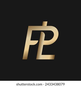 Luxury intertwined letter P and L