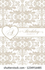 luxury invitation background, damask pattern 