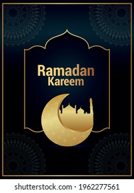 Luxury invitation background of ramadan kareem with golden elements