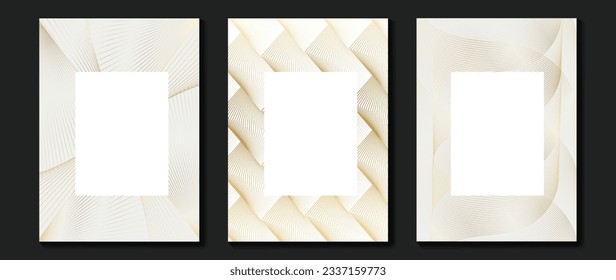 Luxury invitation card background vector. Golden curve elegant, gold lines gradient on light color background. Premium design illustration for gala card, grand opening, party invitation, wedding.