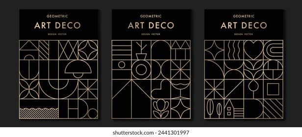 Luxury invitation card background vector. Elegant classic antique design, gold lines gradient on dark background. Premium design illustration for gala card, grand opening, art deco.